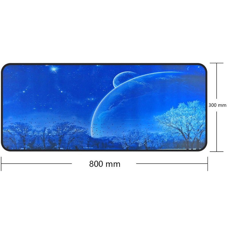 Qisan Large Gaming Mouse Pad Extended Size Mousepad for Computer Desktop PC Laptop 31.5"x11.8"x0.15" Keyboard Pad Desk Pad with Anti-Slip Rubber Base | Large Desk Mat for Keyboard and Mouse-Sky Planet - Image 3
